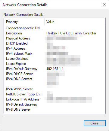 find your router's IP address in Windows network settings
