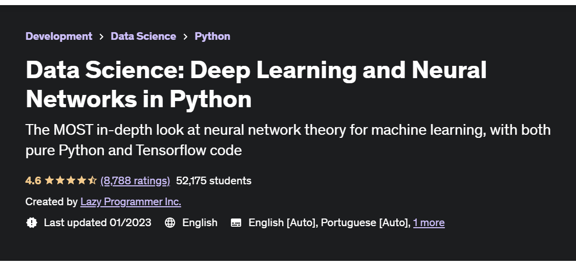 udemy's-data-science-deep-learning-and-neural-network course