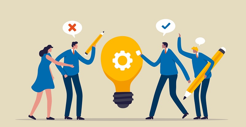 Teamwork start up project innovation. New business marketing. illustration