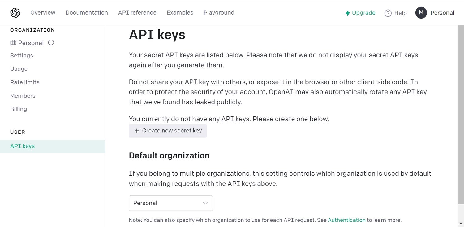 openai API key