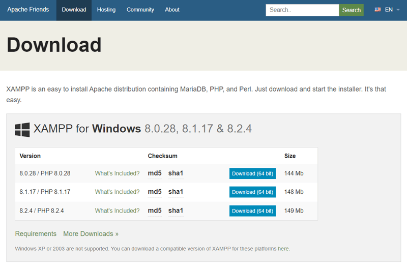 download-xampp-voor-windows