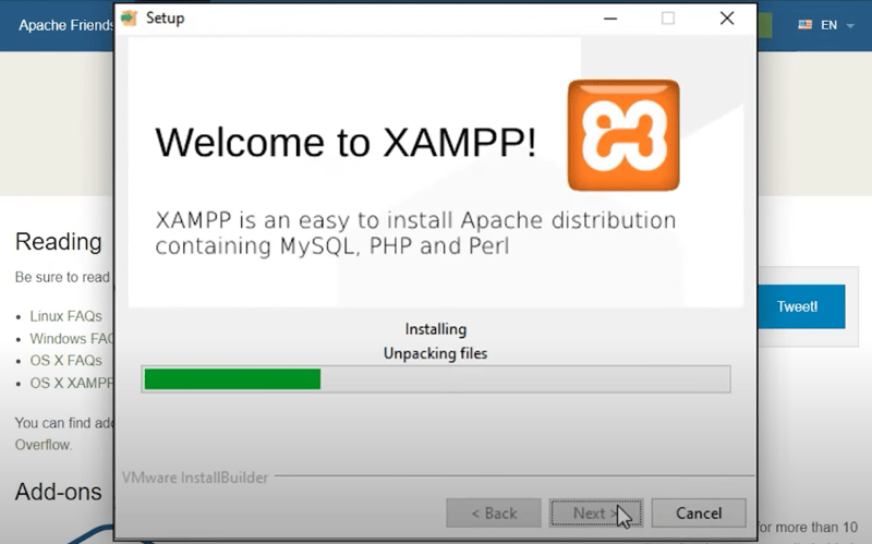 xampp-bestanden uitpakken en installeren