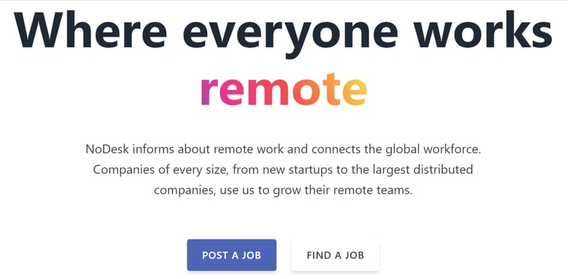 Where everyone works remote, a tagline on NoDesk's website