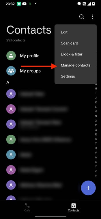 Manage contacts feature in Android