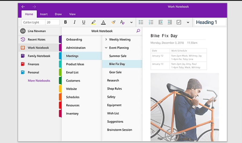 A screen shot of the microsoft office app with a person on a bicycle.