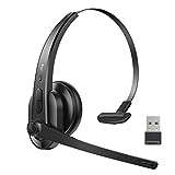 LEVN Wireless Headset, Bluetooth Headset with Microphone AI Noise Canceling & Mute Button, 35Hrs On-Ear Bluetooth Headphones with USB for Call Center/Trucker/Office/Home/Online Class/Remote Work/Zoom