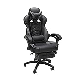 RESPAWN 110 Ergonomic Gaming Chair with Footrest Recliner - Racing Style High Back PC Computer Desk Office Chair - 360 Swivel, Adjustable Lumbar Support, Headrest Pillow, Padded Armrests - 2019 Grey