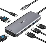 Docking Station USB C to Dual HDMI Adapter, MOKiN USB C Hub Dual HDMI Monitors for Windows,USB C Adapter with Dual HDMI,3 USB Port,PD Compatible for Dell XPS 13/15, Lenovo Yoga,etc