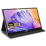 QQH Portable Monitor, 15.6' Monitor for Laptop FHD 1080P USB C Computer Display IPS Second Screen, Mini HDMI Gaming Monitor with Smart Cover, Dual Speakers External Monitor for Phone PC MAC Xbox PS4