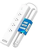 Smart Plug Power Strip, Meross WiFi Flat Outlet 15A Compatible with Apple HomeKit, Siri, Alexa, Google Assistant & SmartThings, with 4 Sockets and 4 USB Ports, 1.80 Meter Surge Protection Extender
