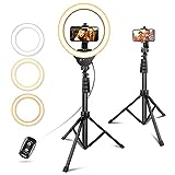 Aureday 10’’Selfie Ring Light with 62' Adjustable Tripod Stand & Phone Holder for Live Stream/Makeup, Dimmable LED Ringlight for Tiktok/YouTube/Zoom Meeting/Photography