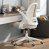 Hbada Office Chair, Desk Chair with Flip-Up Armrests, Computer Chair with Adjustable Height, Ergonomic Office Chair with PU Wheels, Comfy Swivel Chair for Home and Office, Beige