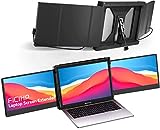 FICIHP Triple Screen Laptop Monitor, 12’’ Portable Monitor for Laptop 1080P FHD IPS with Type-C/HDMI/USB-A, Plug-Play Laptop Monitor Screen Extender for 13-16' Laptop, Supports Wins/Mac/Android/Switch