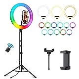 Weilisi 12'' Ring Light with Stand 72'' Tall & 2 Phone Holders,38 Color Modes Selfie Ring Light with Tripod Stand,LED Ring Light for iPhone/Android,Big Ring Light for Camera,YouTube,Makeup
