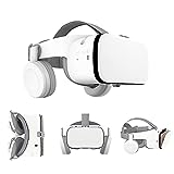 Peiloh VR Headset Compatible with 4.7-6.2 Inch iPhone and Android, Virtual Reality Headset with Wireless Headphones 3D VR Glasses Goggles for IMAX Movies and Cardboard Games, Soft and Comfortable (White)
