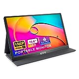 KYY Portable Monitor 15.6'' 1080P FHD USB-C Laptop Monitors w/Smart Cover & Dual Speaker, HDMI Computer Display IPS HDR External Gaming Monitor for PC Phone Mac Xbox PS4 Switch[Upgraded]