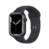 Apple Watch-serie 7 [GPS 45mm] Smartwatch met Midnight aluminium behuizing en Midnight sportband.  Fitnesstracker, bloedzuurstof- en ECG-apps, Always-On Retina-display, waterbestendig