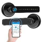 GEKRONE Fingerprint Lock with Touchscreen Smart Room Door App Digital Lever Lock Keyless Entry Front Door knob with Keypad Suitable for Home&Hotel&Office&Indoor Door（T190）