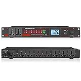 Pyle 10 Outlet Power Sequencer Conditioner - 13 Amp 2000W Rack Mount Pro Audio Digital Power Supply Controller Regulator with Voltage Readout, Surge Protection, for Home Theater Stage/Studio Use - PCO875