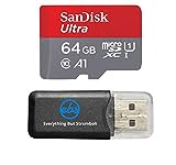Sandisk Ultra micro SDXC Micro SD UHS-1 TF Memory Card 64GB 64G Class 10 works with Nokia Lumia 1520 Smart phone w/ Everything But Stromboli Memory Card Reader