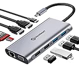 Docking Station, UtechSmart Triple Monitors USB C Laptop Docking Station, 11-1 USB C Dock with 2 HDMI, VGA, PD3.0, SD TF Card Slot, 4 USB Ports USB-C Adapter Compatible for MacBook & Windows(UCN3270)