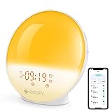 ecozy Sunrise Alarm Clock for Heavy Sleepers, Smart Wake Up Light with Sunrise/Sunset Simulation, App & Voice Controlled, Natural Sounds & FM Radio, 4 Alarms & Snooze, 7 Colors Night Light
