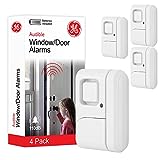 GE Personal Security Window and Door Alarm, 4 Pack, DIY Protection, Burglar Alert, Wireless, Chime/Alarm, Easy Installation, Ideal for Home, Garage, Apartment and More, 45174,White