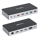 USB C Laptop Docking Station, 15 in 1 Dock with 4K Triple Display Multiport Adapter and 3 Monitors Compatible for Dell/Surface/HP/Lenovo (Dual HDMI, DP, VGA, USB Ports, RJ45, SD/TF, Mic/Audio, PD)