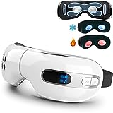 Fmlave Eye Massager with Heat and Cooling for Migraines Dry Eyes Dark Circles, Rechargeable Bluetooth Music Heated Eye Mask Massager Improve Sleeping Great Gifts for Woman and Man (White)