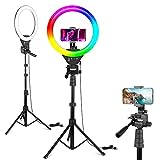 Eicaus 12' RGB Ring Light with Tripod Stand and Phone Holder, Selfie LED Lighting with 62' Phone and Stand,15 Color Effects for Video Recording,Makeup,Room Decor,TikTok,Creative Photography