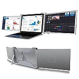 FOPO 15 Inch Triple Portable Monitor, FHD 1080P HDR IPS Laptop Monitor Screen Extender, Dual Monitor Display, for 15'-17.3' Laptop & Switch/Xbox, Support Windows/MAC(Only for M1 Max/M1 Pro) - S17 Grey