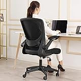 KERDOM Ergonomic Office Chair, Breathable Mesh Desk Chair, Lumbar Support Computer Chair with Wheels and Flip-up Arms, Swivel Task Chair, Adjustable Height Home Gaming Chair (Black)