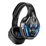 PHOINIKAS Wireless Bluetooth Gaming Headset, Stereo Over Ear Headphones with Detachable Noise Canceling Mic, 3.5mm Cable Wired for PS4, Xbox One, PC, Nintendo Switch, Bluetooth for Phone, up to 40h