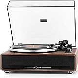 1 by ONE High Fidelity Belt Drive Turntable with Built-in Speakers, Vinyl Record Player with Magnetic Cartridge, Bluetooth Playback and Aux-in Functionality, Auto Off