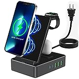 Wireless Charging Station for Apple, 100W 8 in 1 Charging Station for Multiple Devices, Wireless Charger Stand Dock with 20W USB C 2 Port Charging Station Compatible with iPhone, iWatch, AirPods Pro
