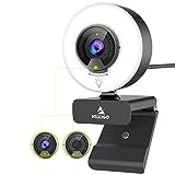 NexiGo N960E 1080P 60FPS webcam met licht, meegeleverde software, snelle autofocus, ingebouwde privacyafdekking, USB-webcamera, dubbele stereomicrofoon, voor zoomvergadering Skype Teams Twitch