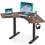 FITUEYES L Shaped Electric Height Adjustable Standing Desk 48 Inches Computer Workstation Corner Desk Home Office Table with Splice Board, Black ED-F1201WB