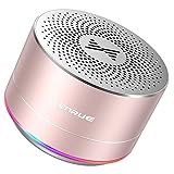 LENRUE A2 Portable Wireless Bluetooth Speaker with Built-in Microphone, Hands-Free Calls, AUX Line, HD Sound and Bass for iPhone Ipad Android Smartphone and More (Rose Gold)