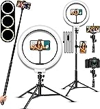 LED Selfie Ring Light with Stand, Circle Light for Makeup/Live Stream, Desktop Camera LED Ringlight with Tripod and Phone Holder for Photography/YouTube/Video Recording/Vlogs