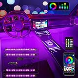 ShyLight Car LED Lights Interior Lights 2-in-1 Design 4pcs 48 LED Remote and APP Controller Lighting Kits, Waterproof Multi DIY Color Music Car Lighting with Car Charger and DC 12V CR2025 Purple