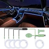 5 in 1 Car Led Strip Lights, Interior Car Light, Ambient Led Lighting Kit with RGB Colors Fiber Optics&Music Sync Rhythm, USB Neon Light Accessories for Car Door, Center Console&Dashboard
