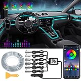 DEHERANE Interior Car LED Strip Lights, RGB 6 in 1 Ambient Lighting Kits with 315 inches Fiber Optic, 16 Million Colors APP Wireless Bluetooth Control Car Neon Lights, with Music Sync Function