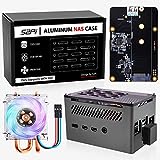 GeeekPi Raspberry Pi 4 Aluminum NAS Case with ICE Tower Cooler and M.2 SATA SSD Adapter Board,Raspberry Pi PWM Cooling Fan with Heatsink for Raspberry Pi 4 Model B Only