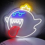 Neonbord King Boo The Ghost Face LED-neonlicht Mario Lamp Acrylbord voor Game Room Decor Gaming Lichtaccessoire Geschenken voor Boy Room Decor (wit)