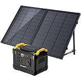 BougeRV 1100WH Power Station with 120W Lighter Portable Solar Panel, Monocrystalline Solar Panel for Charging Solar Generator with 200W Input, Battery Backup for Camping, Emergency