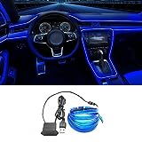 EL Wire Interior Car LED Strip Lights, LEDCARE USB Neon Glowing Strobing Electroluminescent Wire Lights with 6mm Sewing Edge, Ambient Lighting Kits for Car, Garden, Decorations (5M/15FT, Blue)