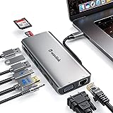 WAVLINK USB C Hub, 10-in-1 USB C Docking Station with HDMI 4K 30Hz, Gigabit Ethernet, VGA 2K 60Hz, USB 3.0, PD 87W, SD/TF Card Reader, 3.5mm Audio Jack Type C Multiport Adapter for Windows Mac