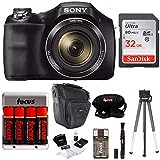 Sony Cyber-Shot DSC-H300/B Compact Zoom Digital Camera in Black + SanDisk Ultra 32GB 80MB/s SD Card + Carrying Case + 4 AA Rechargeable Batteries w/Charger + Accessory Kit
