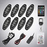 RGB LED Rock Lights Kit, SUPAREE Underglow Multicolor Neon Lighting with APP Controller,Timing,Music,Exterior Underbody Cars Light for Trucks, Boats Jeep Off Road Automotive -8 Pods