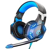 VersionTECH. G2000 Gaming Headset for PS4 PC Xbox One PS5 Controller, Noise Cancelling Over Ear Headphones with Mic,LED Light, Bass Surround for Laptop Mac Nintendo NES Games